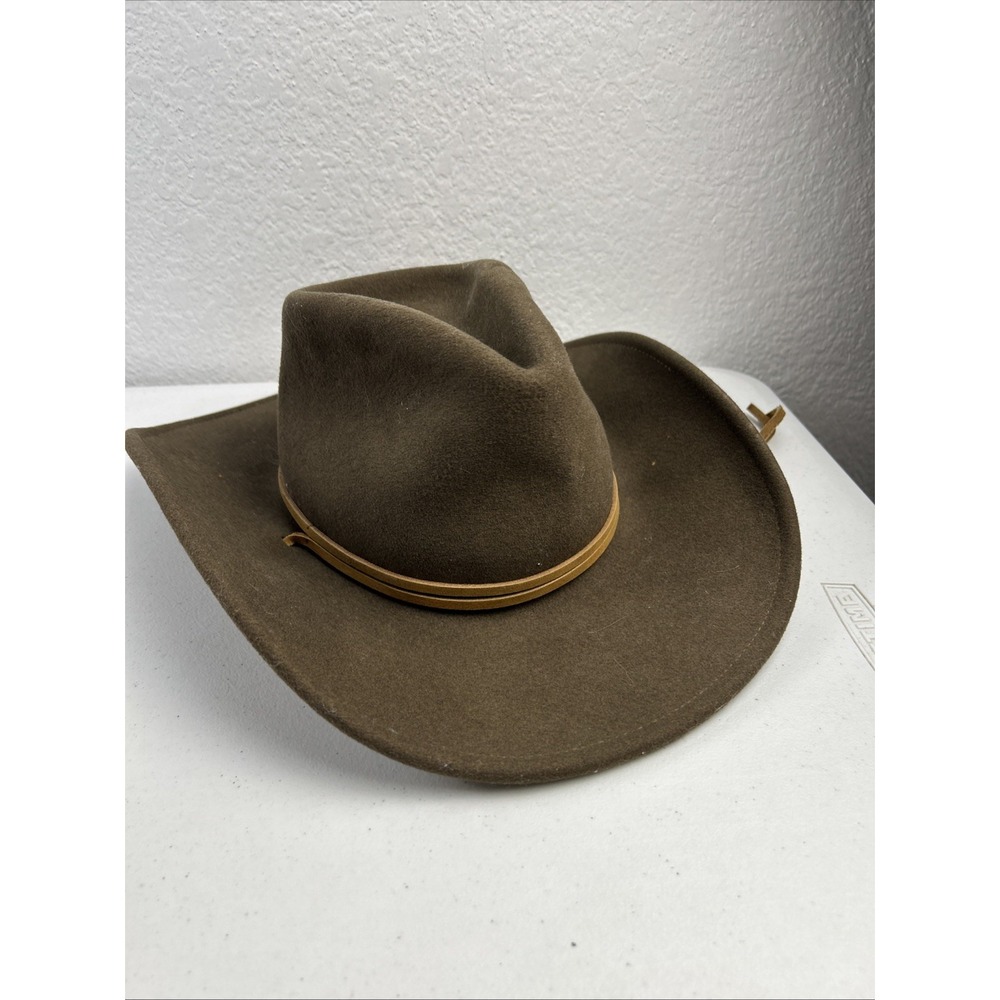 CRIPPLE CREEK Hat Sz S 100% Wool Crusher Black Western Chin Strap Ear Flap Felt